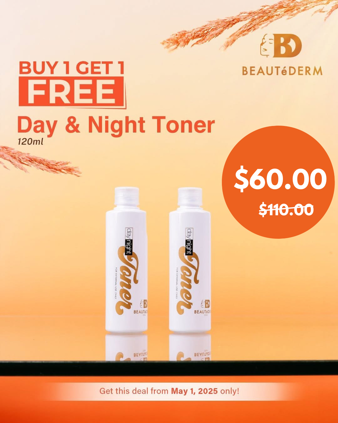 Buy 1 Get 1 FREE- Day & Night Toner 120ml - beautederm skincare