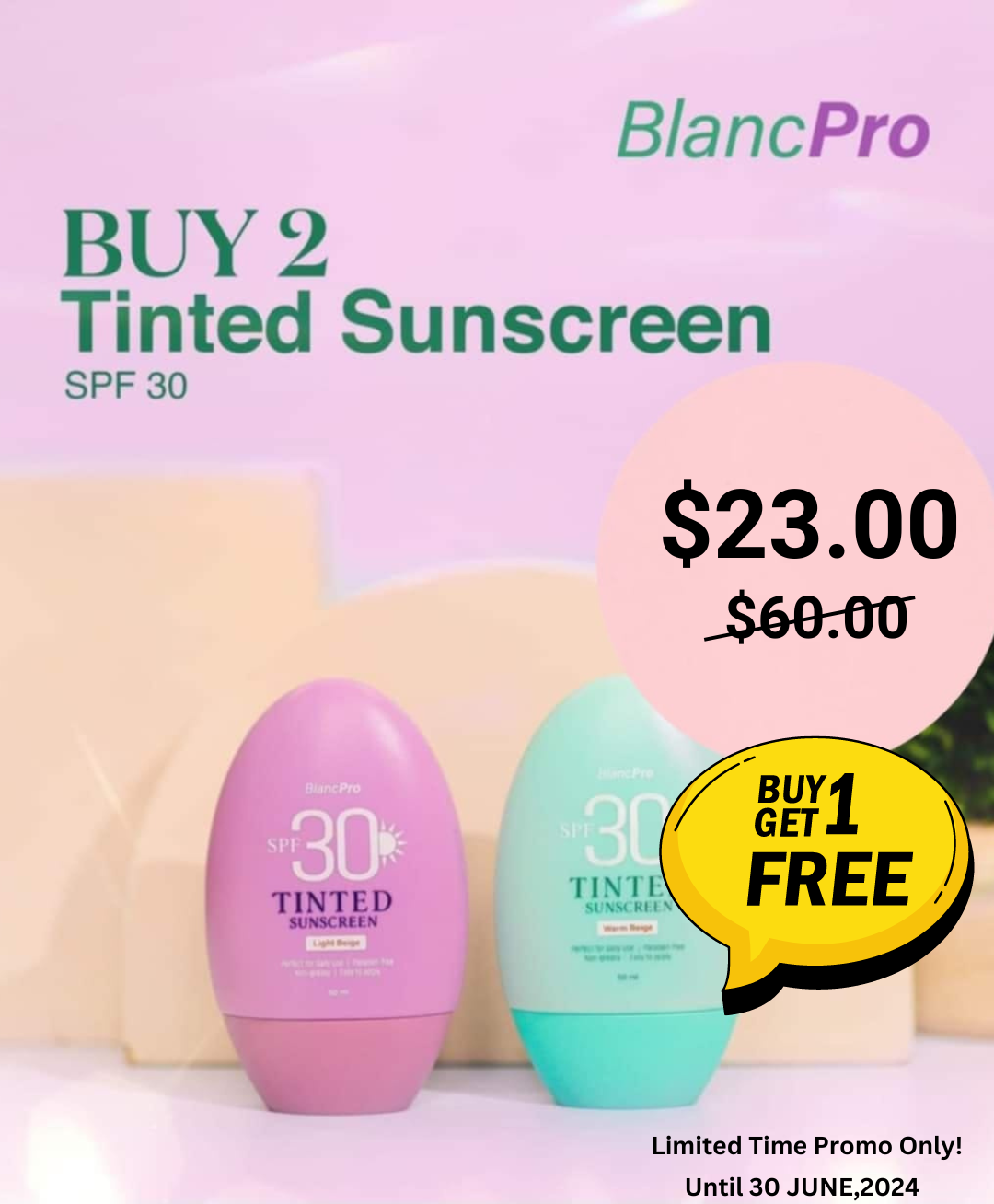 blanc Tinted Sunscreen 50ml SPF 30 - blanc beautederm