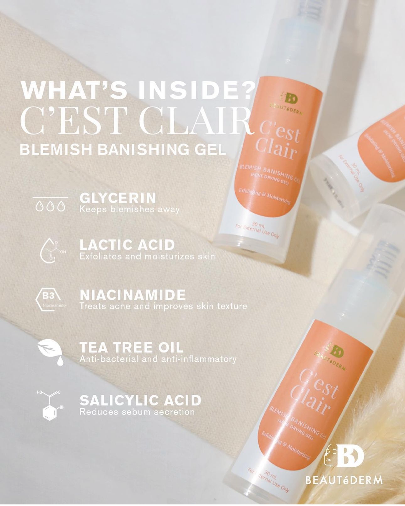 Beautederm C'est Clair Blemish Banishing Gel (30ml) benefits 