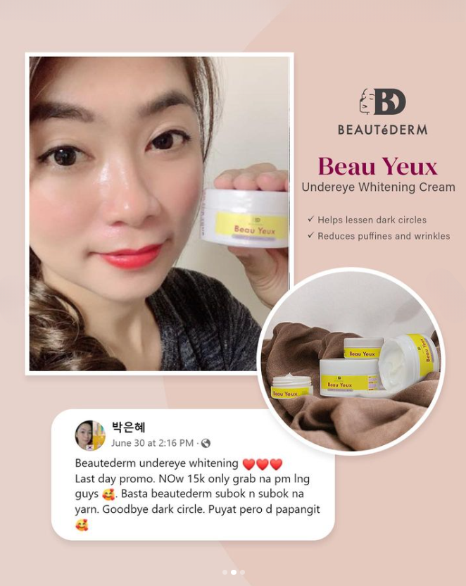 BeauYeux Undereye whiteningCream- customer testimonial -beauty derm