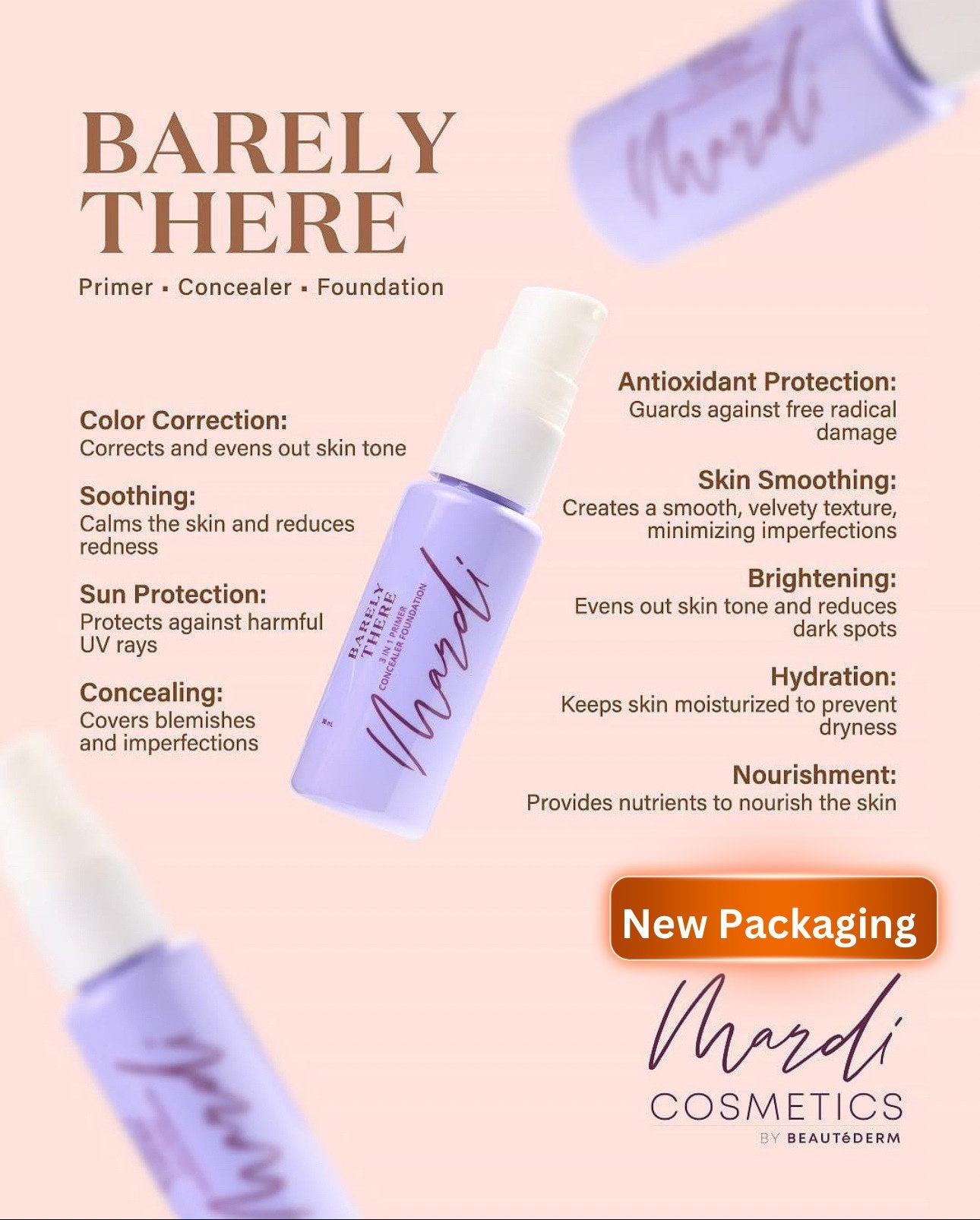 Barely There 3-in-1 Liquid Foundation by beautederm 