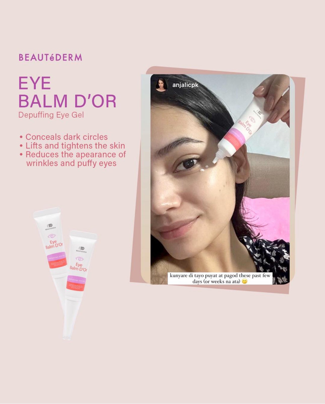 Eye Balm D'OR (DEPUFFING EYE GEL) 10ML by BEAUTeDERM and benefits 