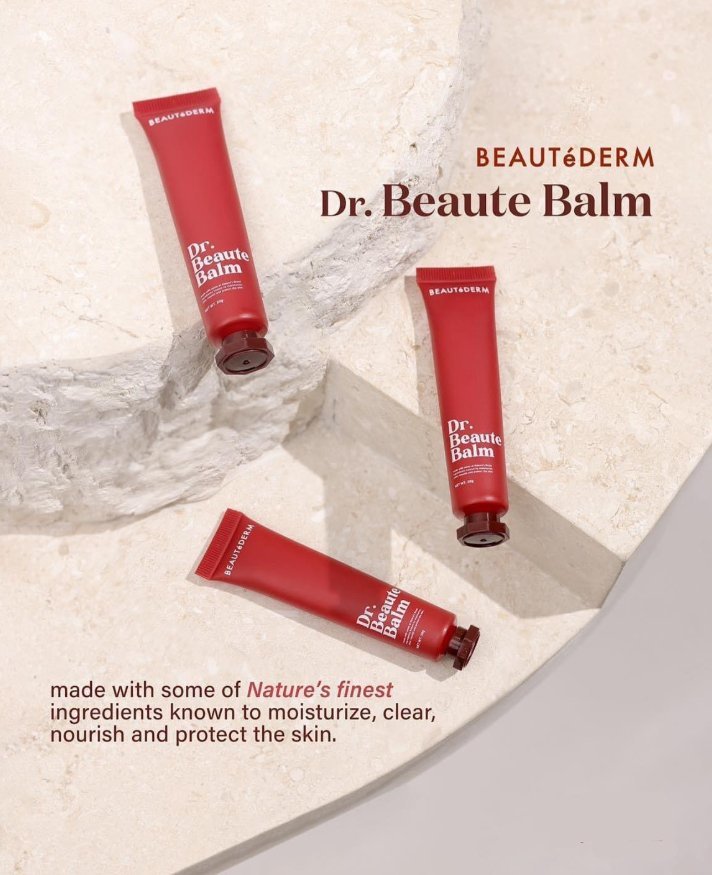 Dr beaute balm 3 bottle are displayed by beautederm canada