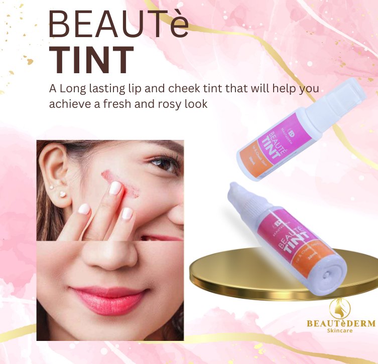 Beaute Tint 30 ml bottles with testimonial and benefits written in text form -beautederm canada